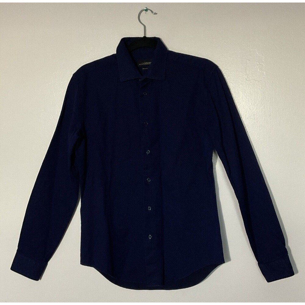 BLACK TAG BY ZARA MAN | Slim Fit Long Sleeve Navy Blue Dress | Size M